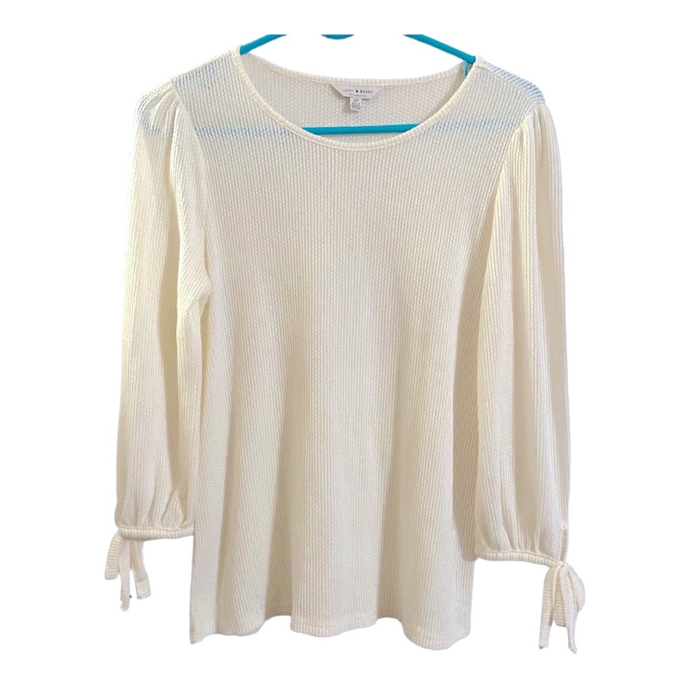 Lucky Brand Oatmeal Sweater with Tie Cuffs SP
